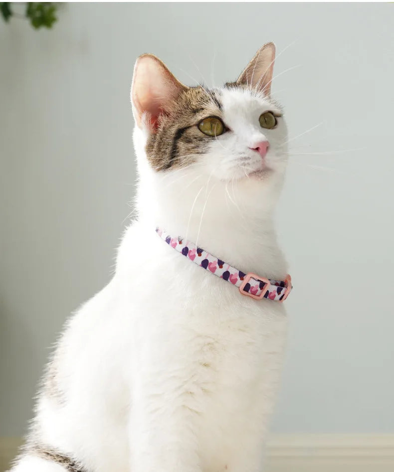 Adjustable Flower Printed Cat Collar