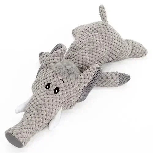 Squeaking dog plushie