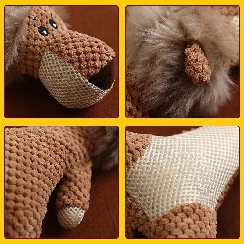 Squeaking dog plushie