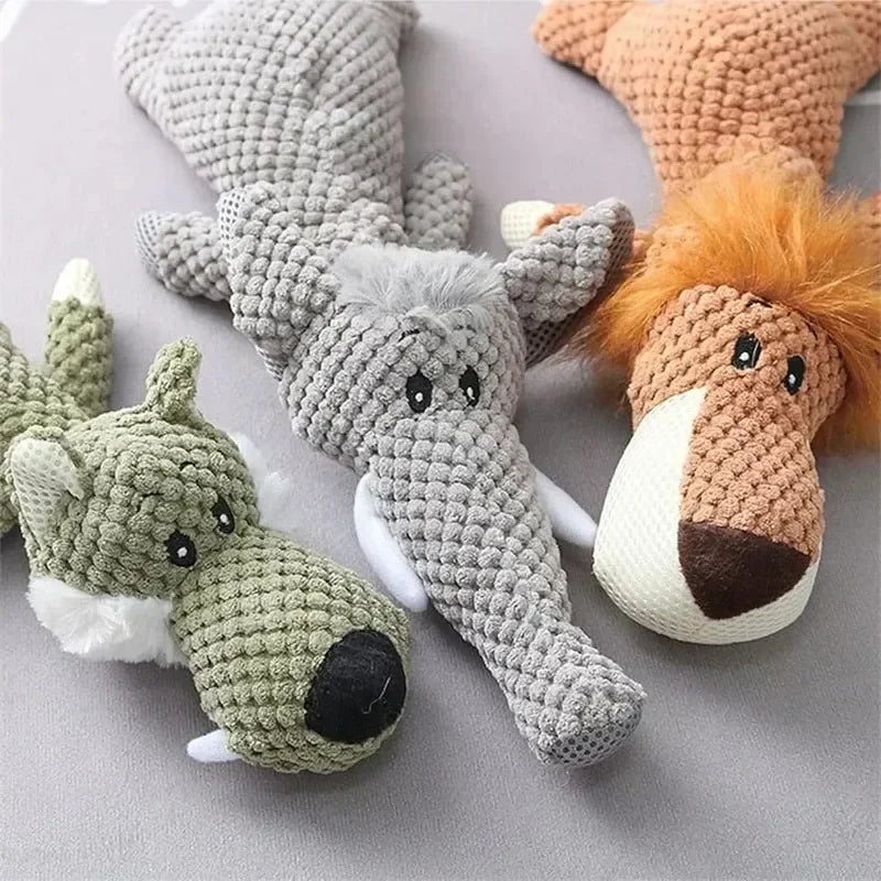 Squeaking dog plushie