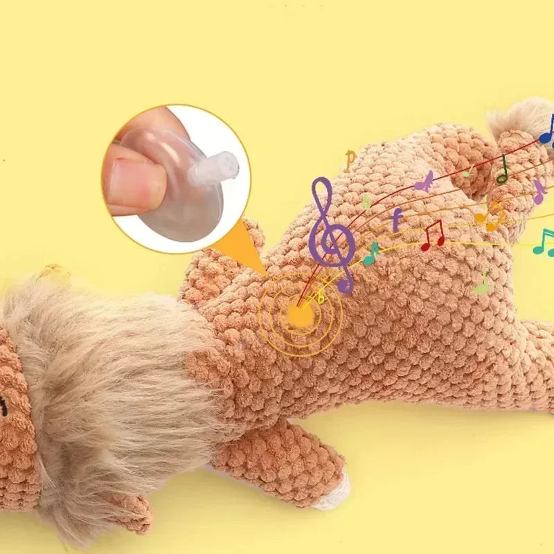 Squeaking dog plushie