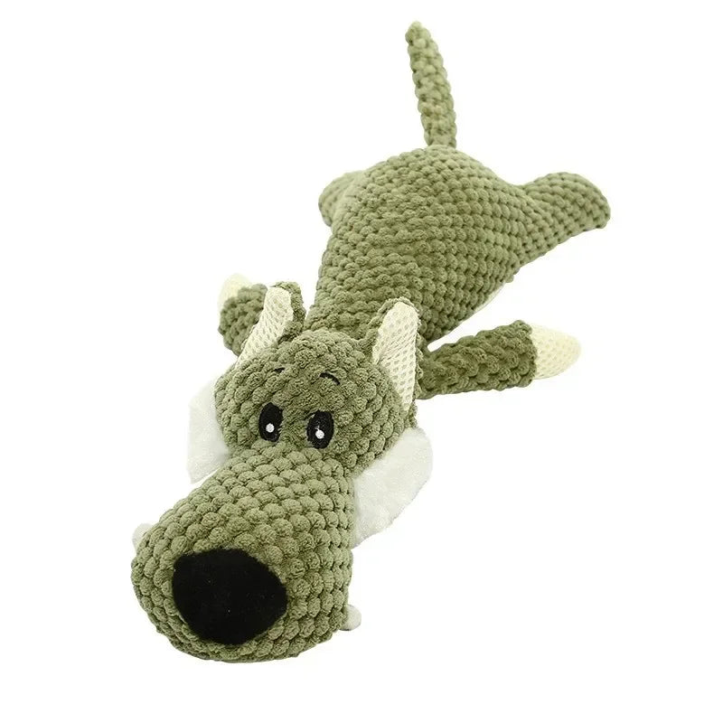 Squeaking dog plushie
