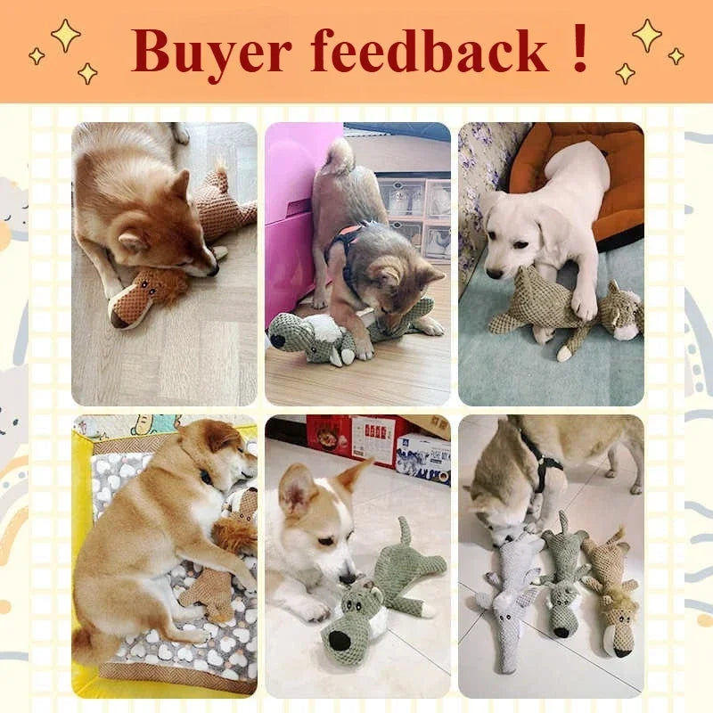 Squeaking dog plushie