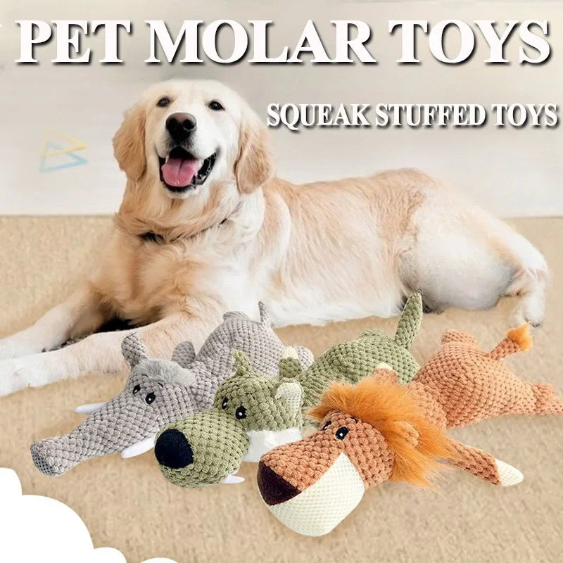 Squeaking dog plushie
